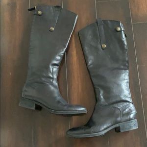 Sam Edelman Penny Black Tall Leather Riding Boots Size 7.5